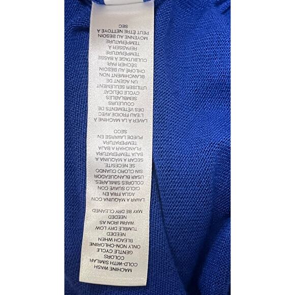 Chicos Cardigan Sz: 2/Large Lightweight Open Front Blue Flowy Fit Cropped Length - Picture 8 of 9